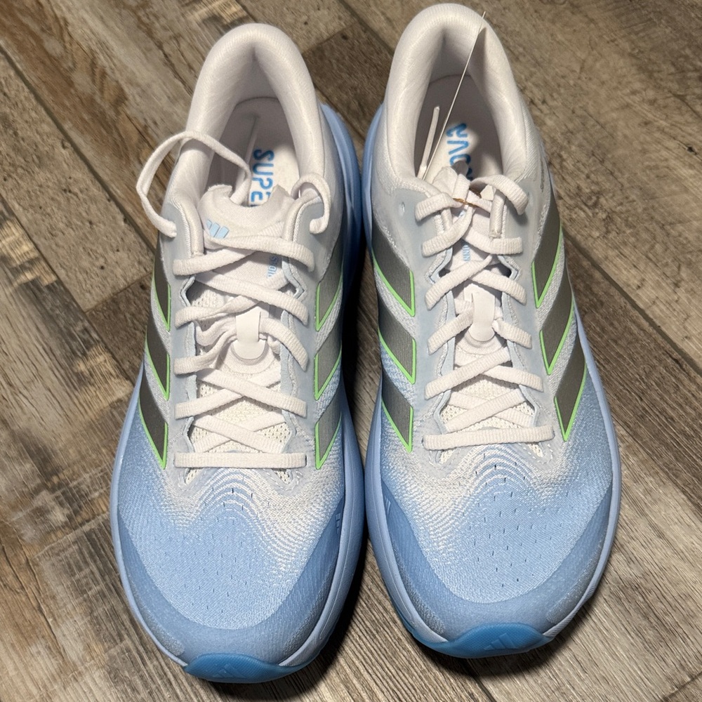 adidas Light Blue, White & Silver Road Running Shoes - Picture 4 of 5